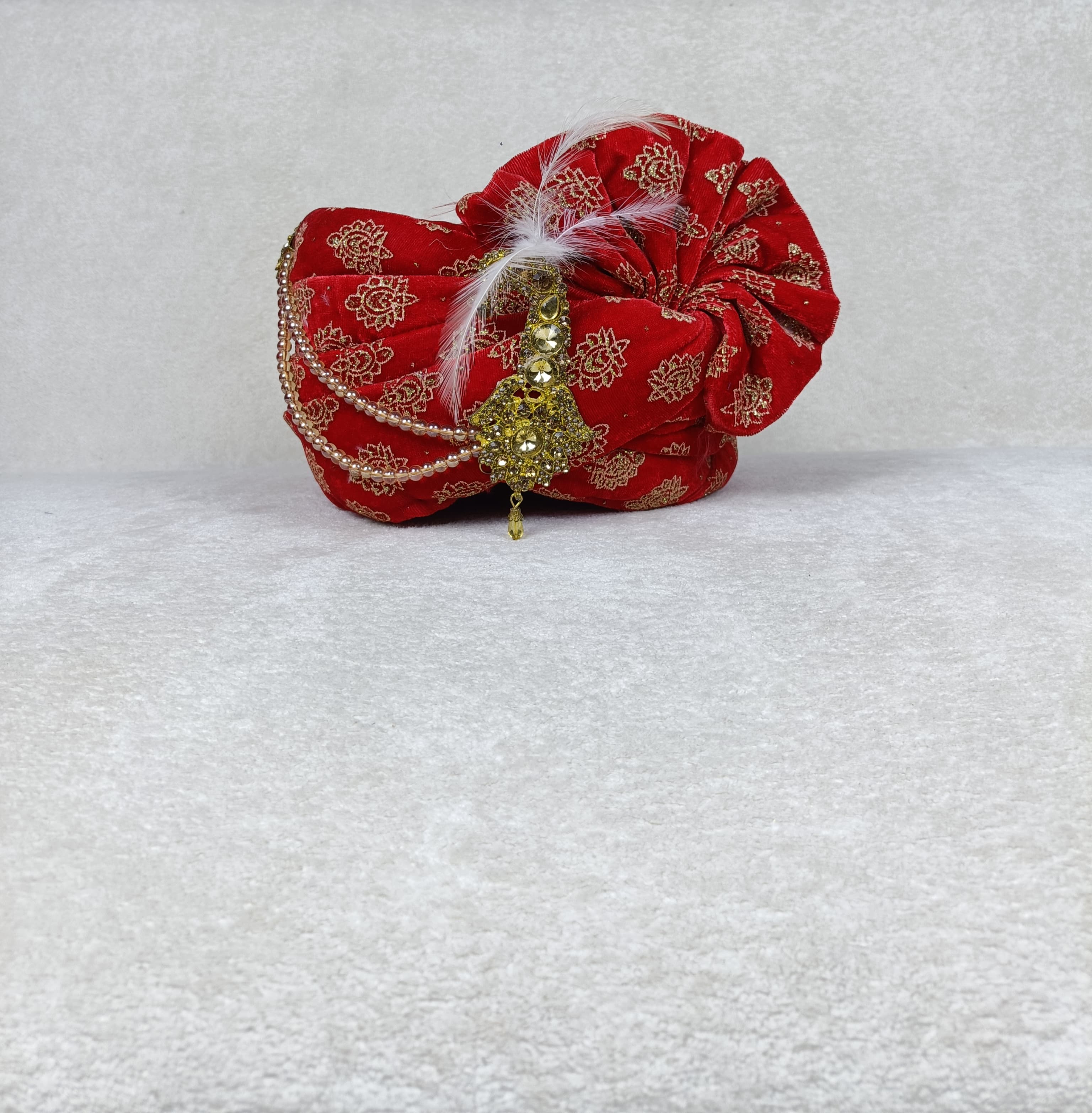 Rajwadi Red Safa & Chunni Set