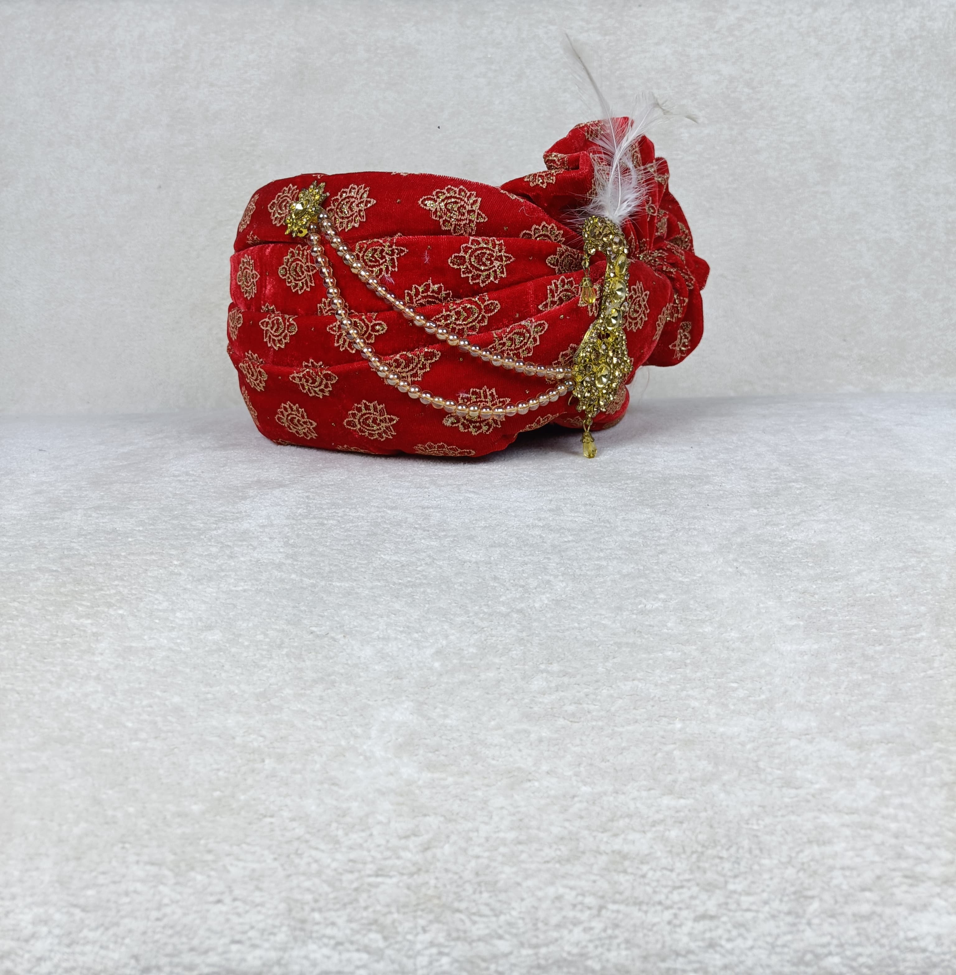 Rajwadi Red Safa & Chunni Set