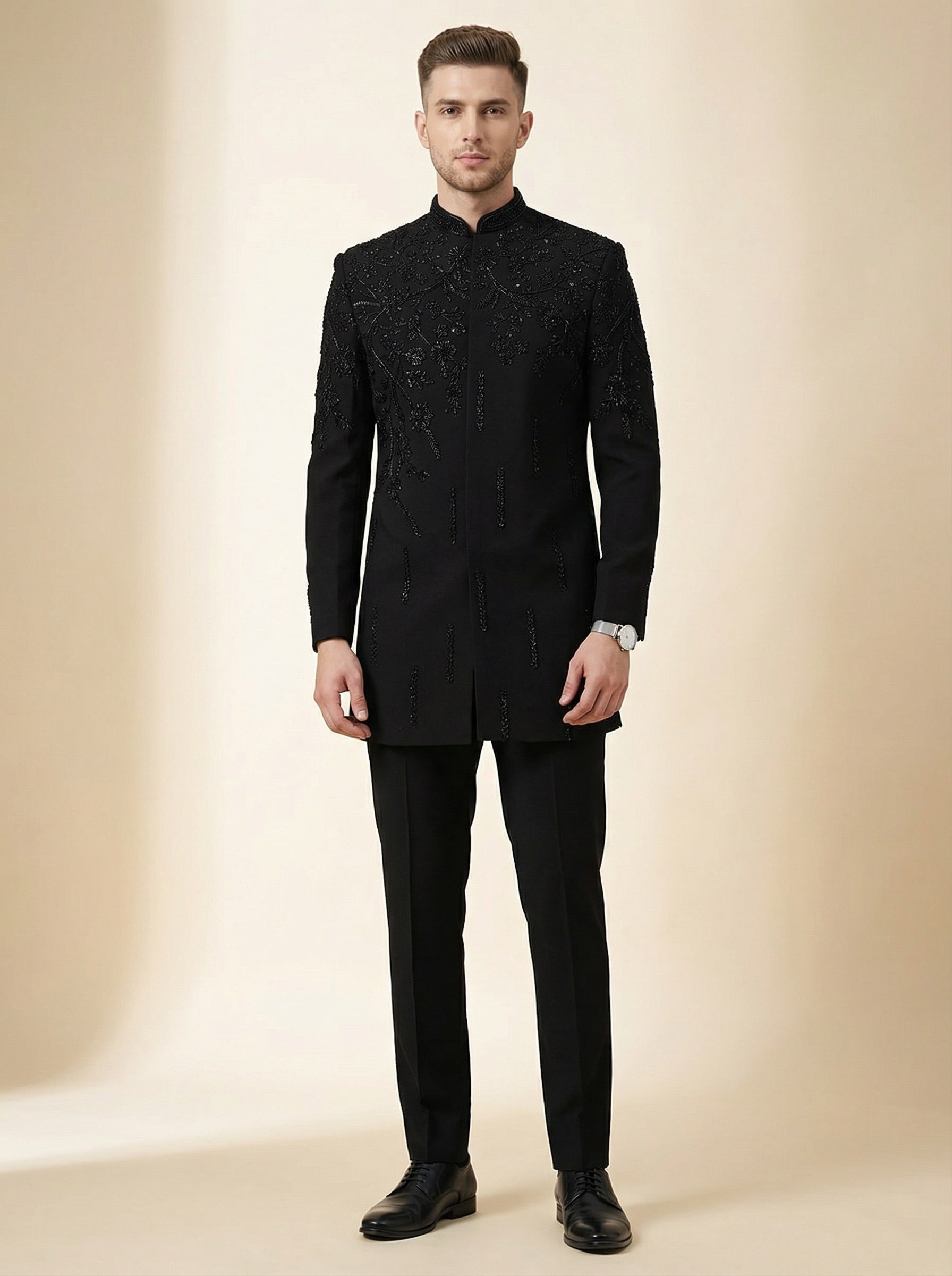 Black Luxe Embroidered Indo-Western