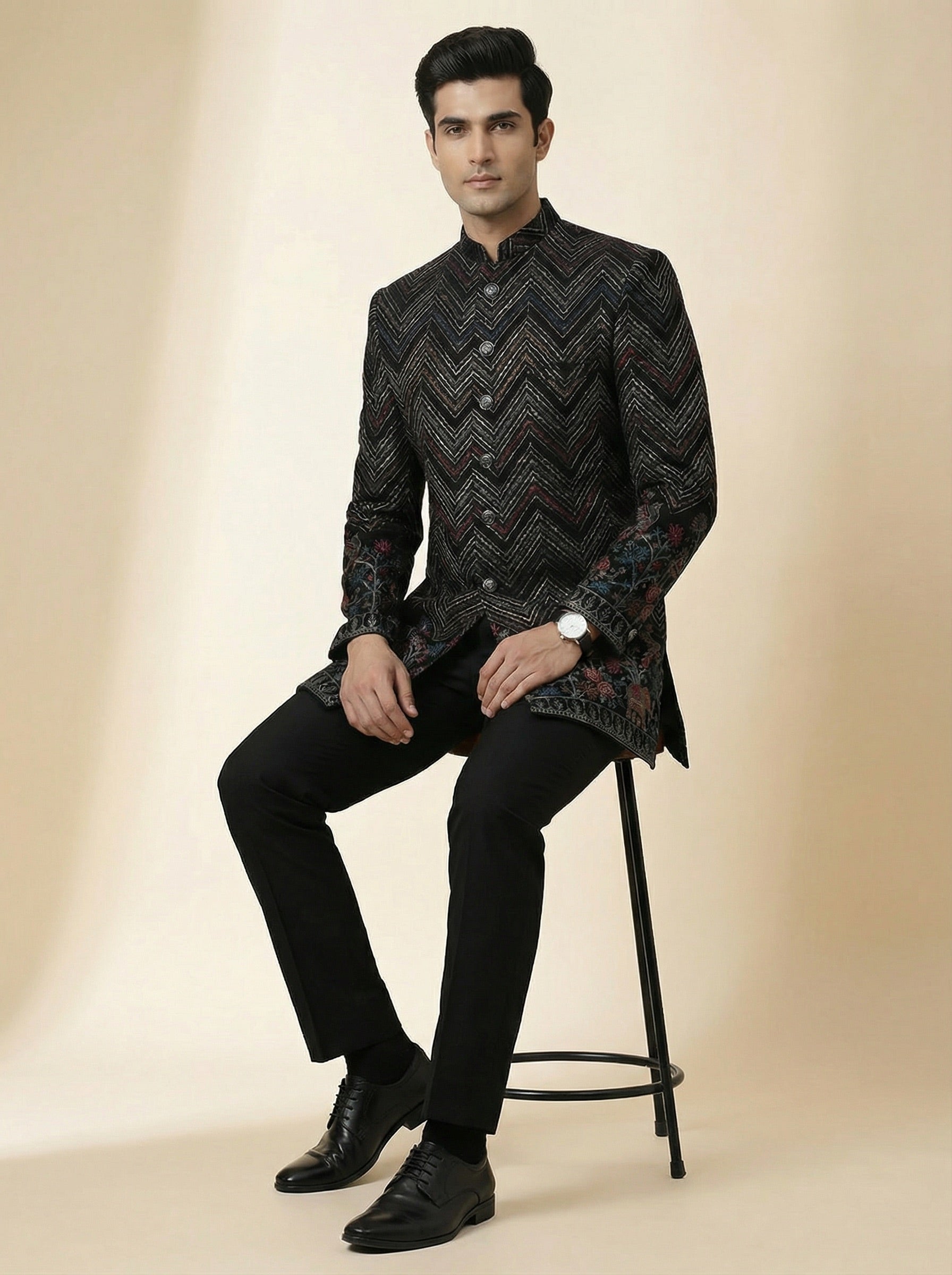 Black Chevron Heritage Indo-Western