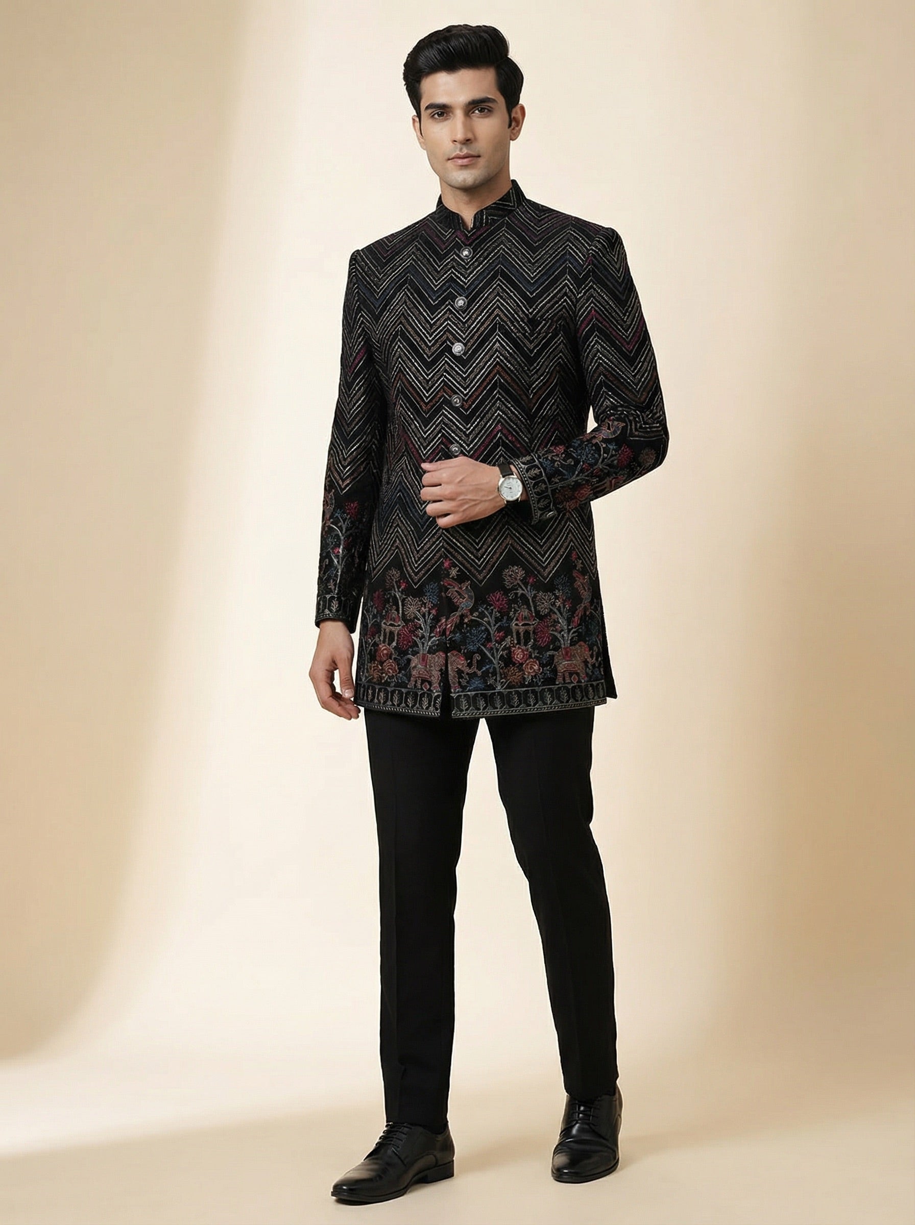 Black Chevron Heritage Indo-Western