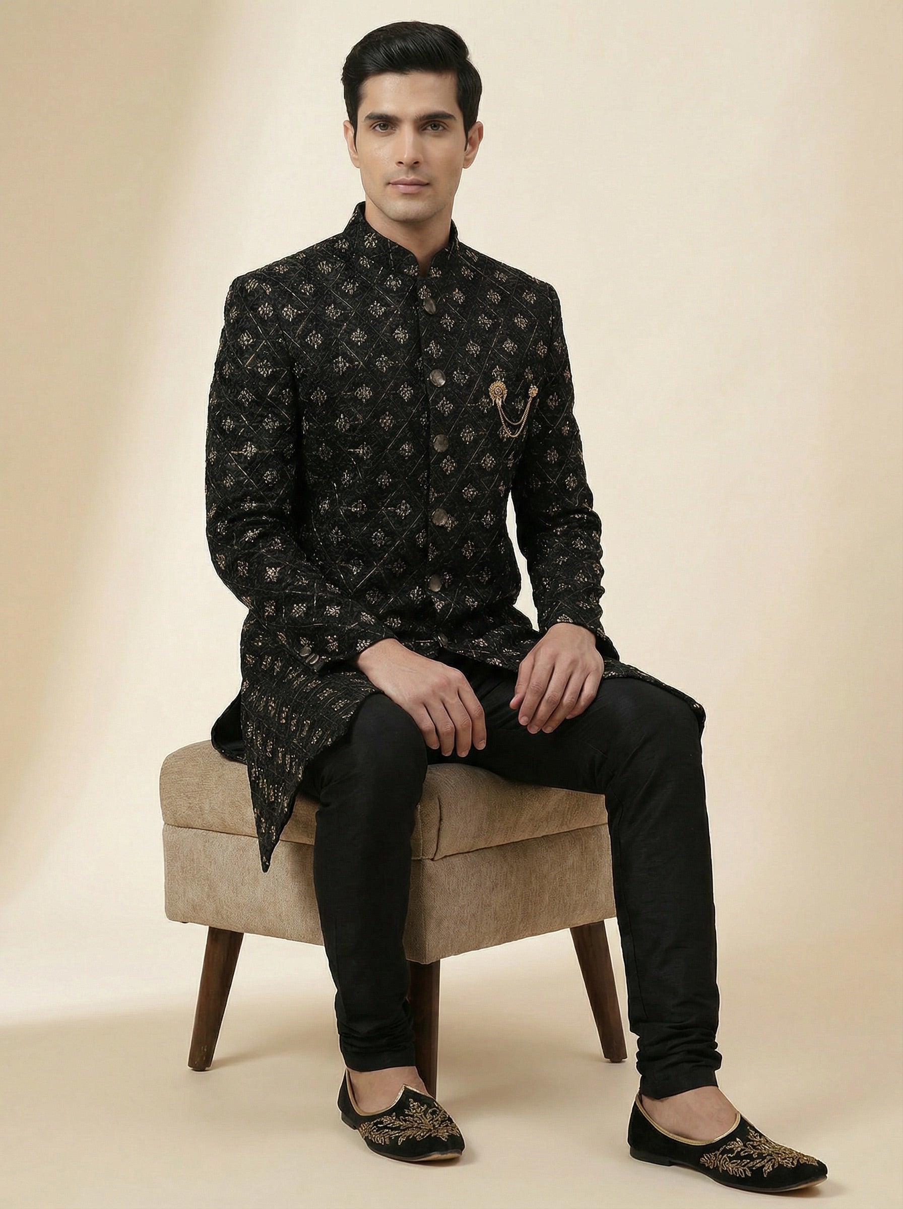 Black Royal Grid Indo-Wester