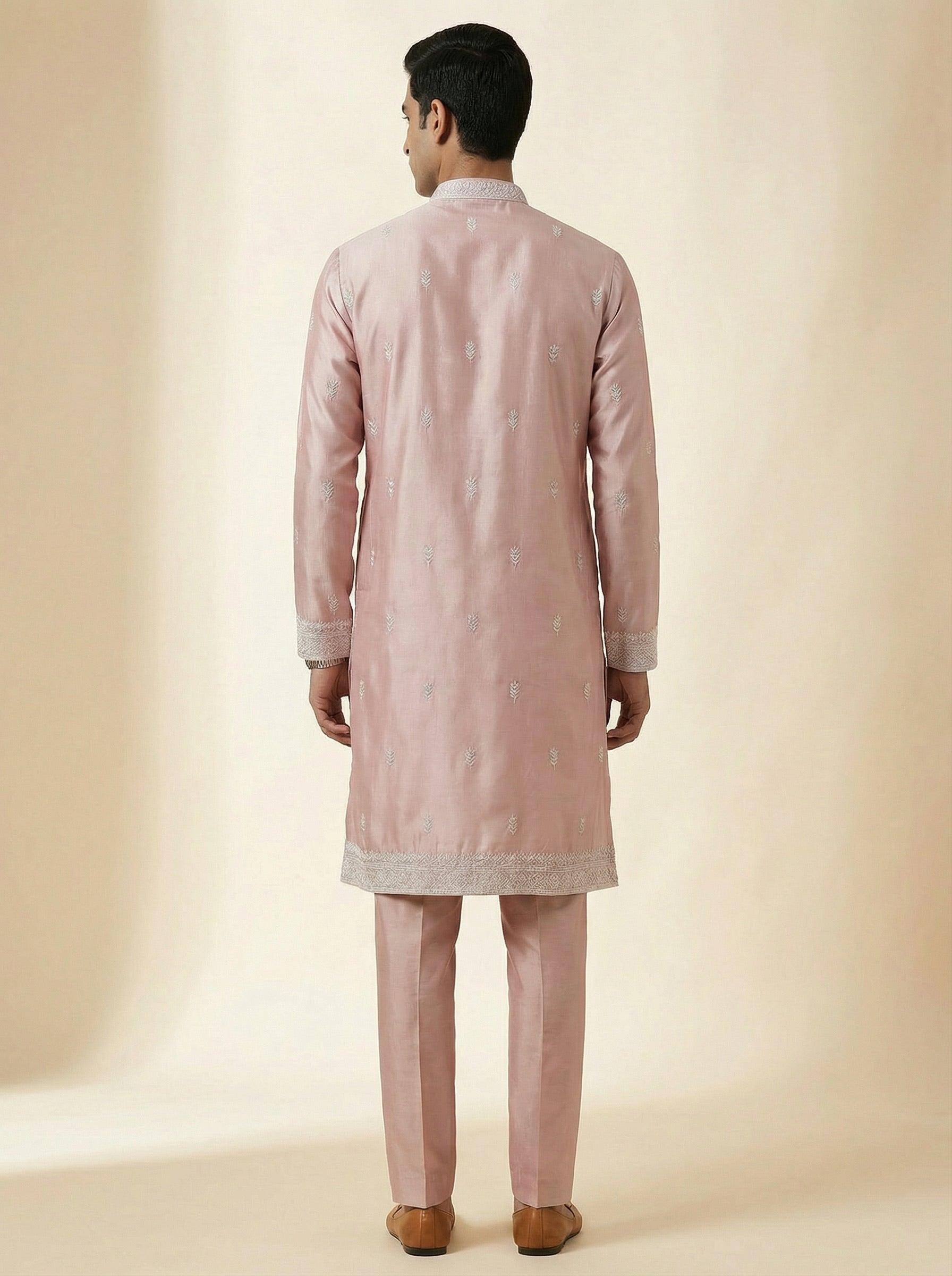 Soft Blush Pink Embroidered Kurta Set