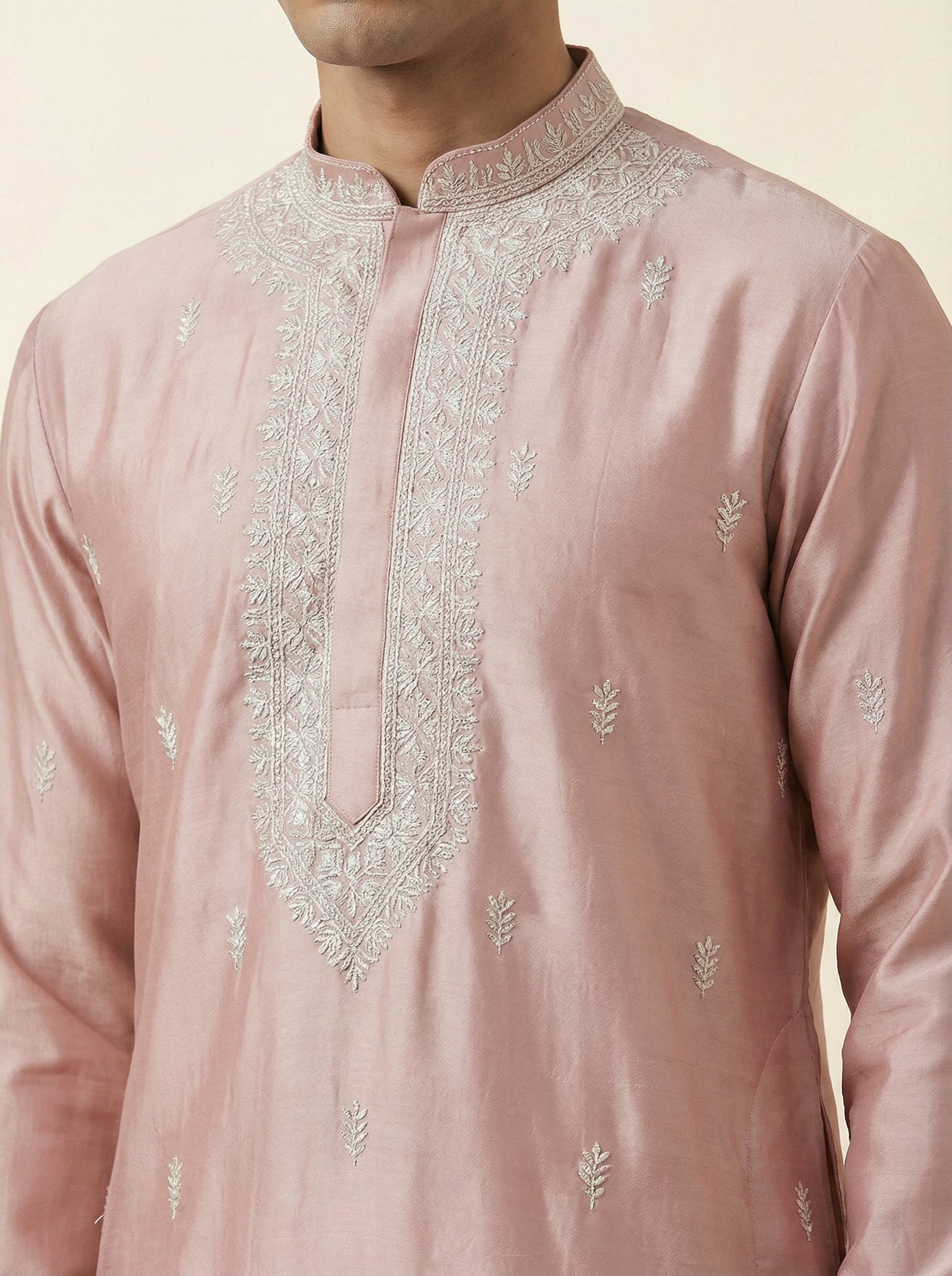 Soft Blush Pink Embroidered Kurta Set