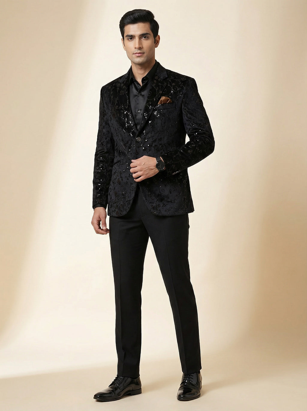 Onyx Black Embellished Blazer Set