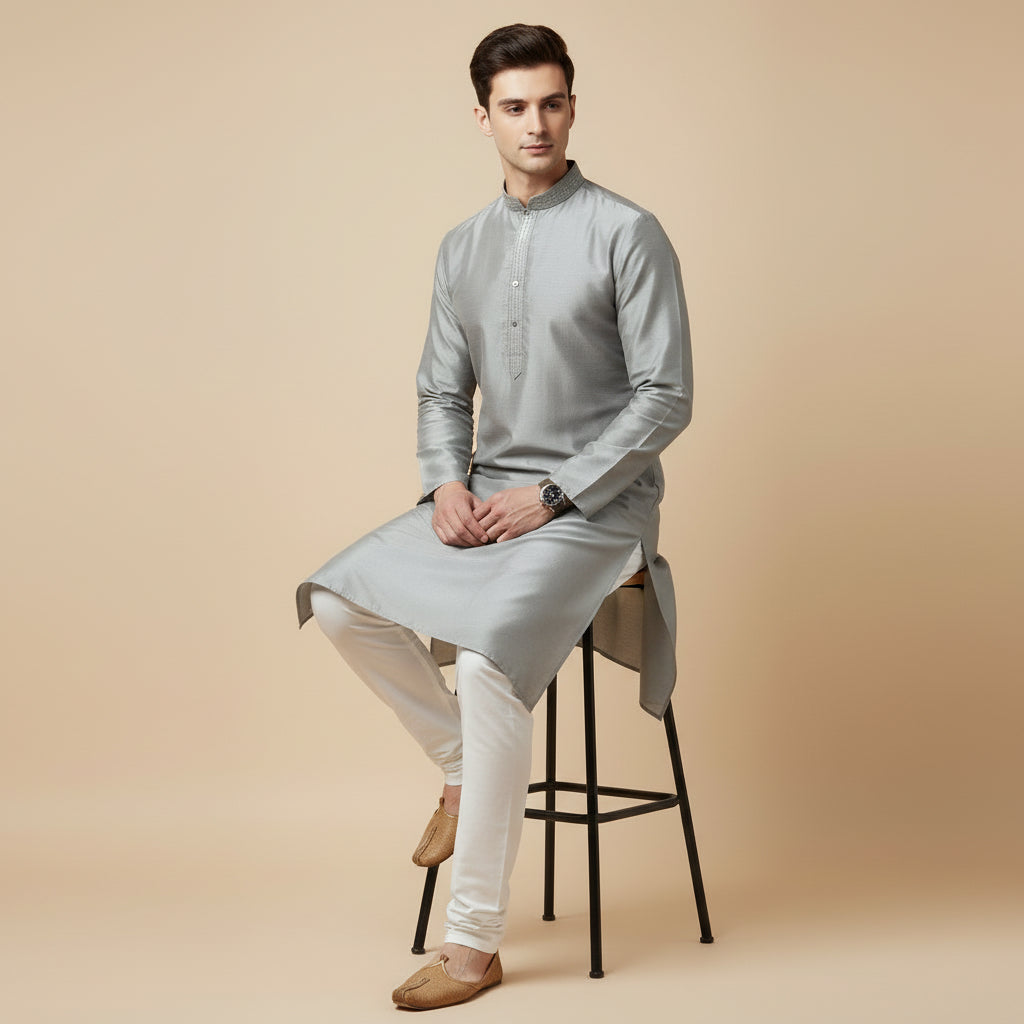 Silver Grey Luxe Kurta