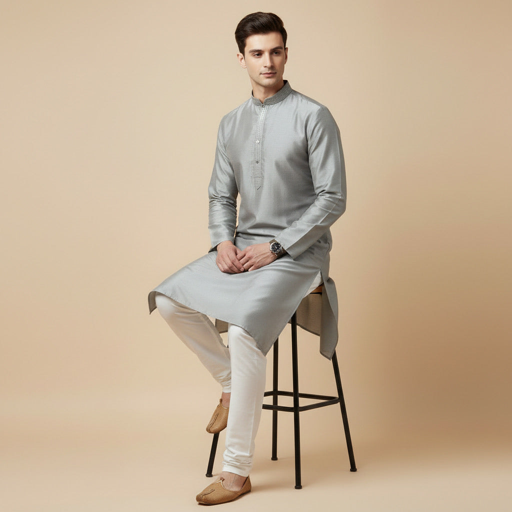Silver Grey Luxe Kurta