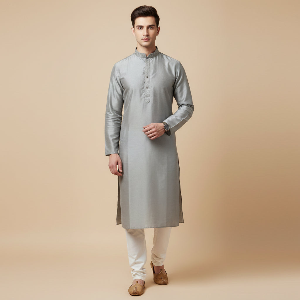 Silver Grey Luxe Kurta