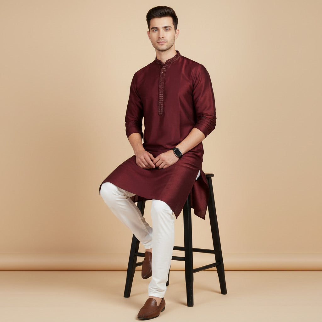 Deep Wine Classic Kurta