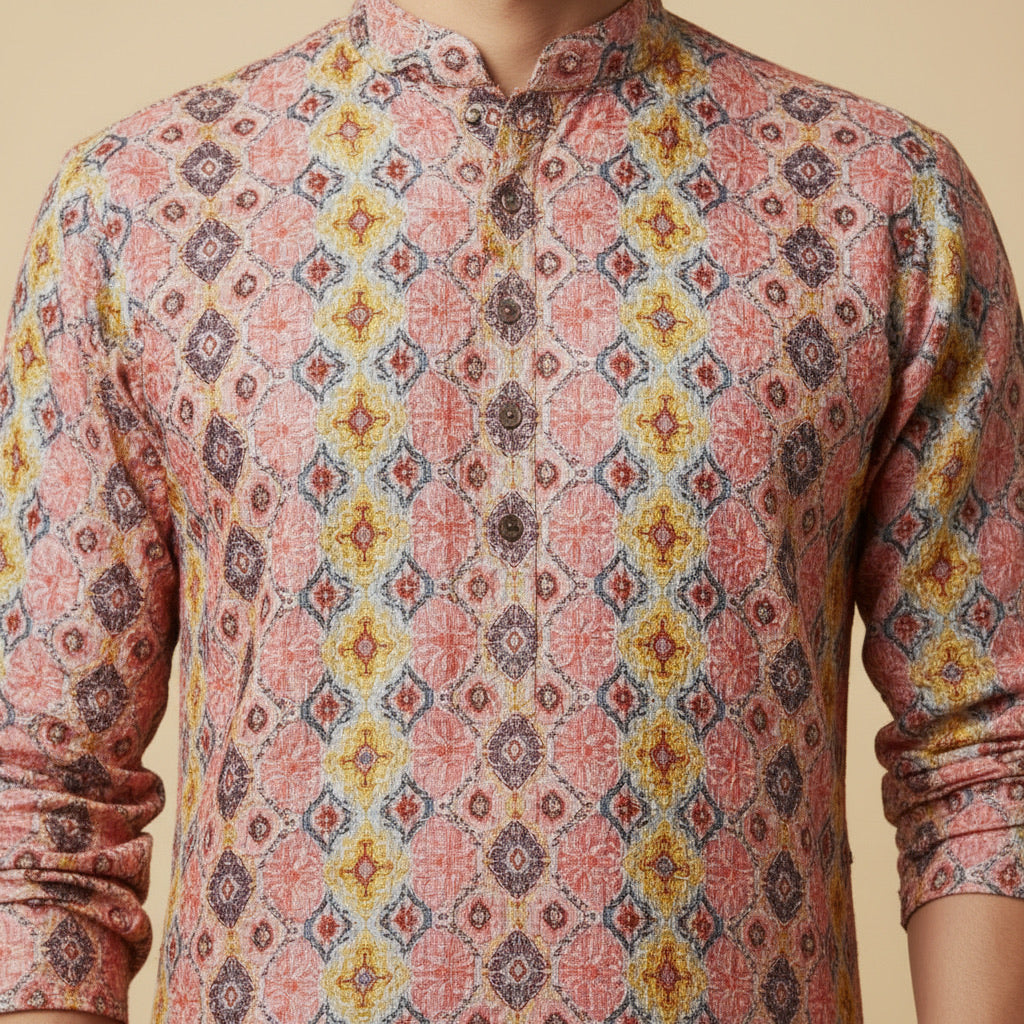 Multicolor Festive Ikat Kurta