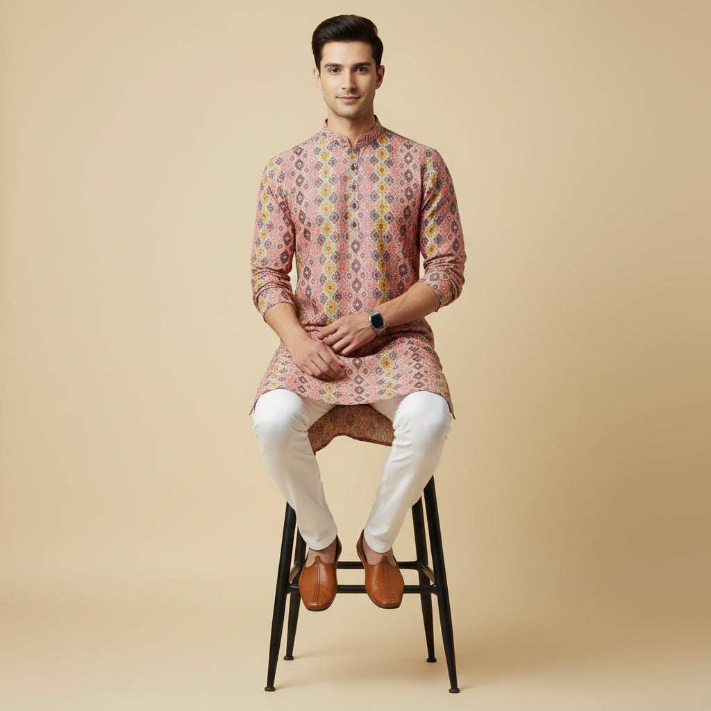 Multicolor Festive Ikat Kurta