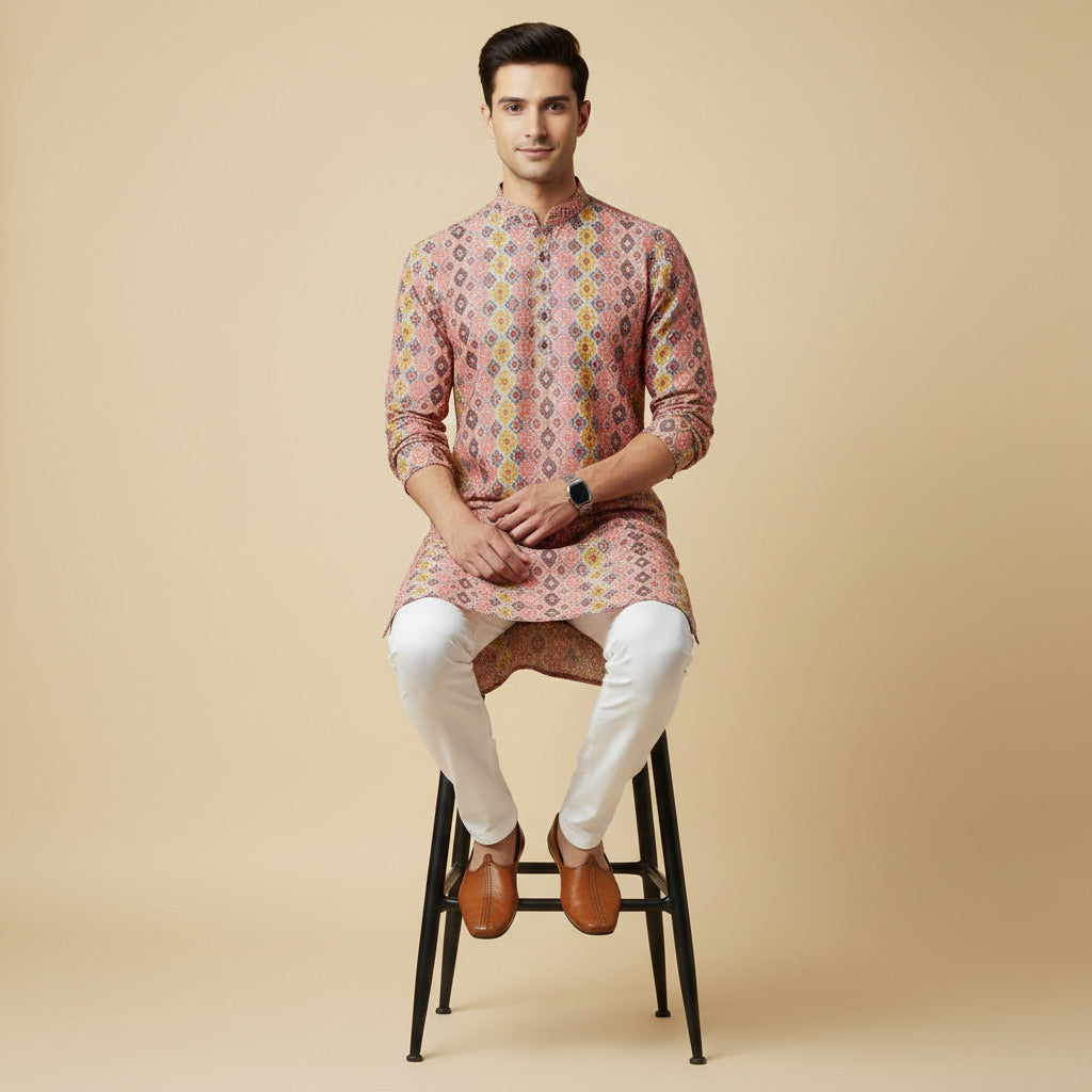 Multicolor Festive Ikat Kurta