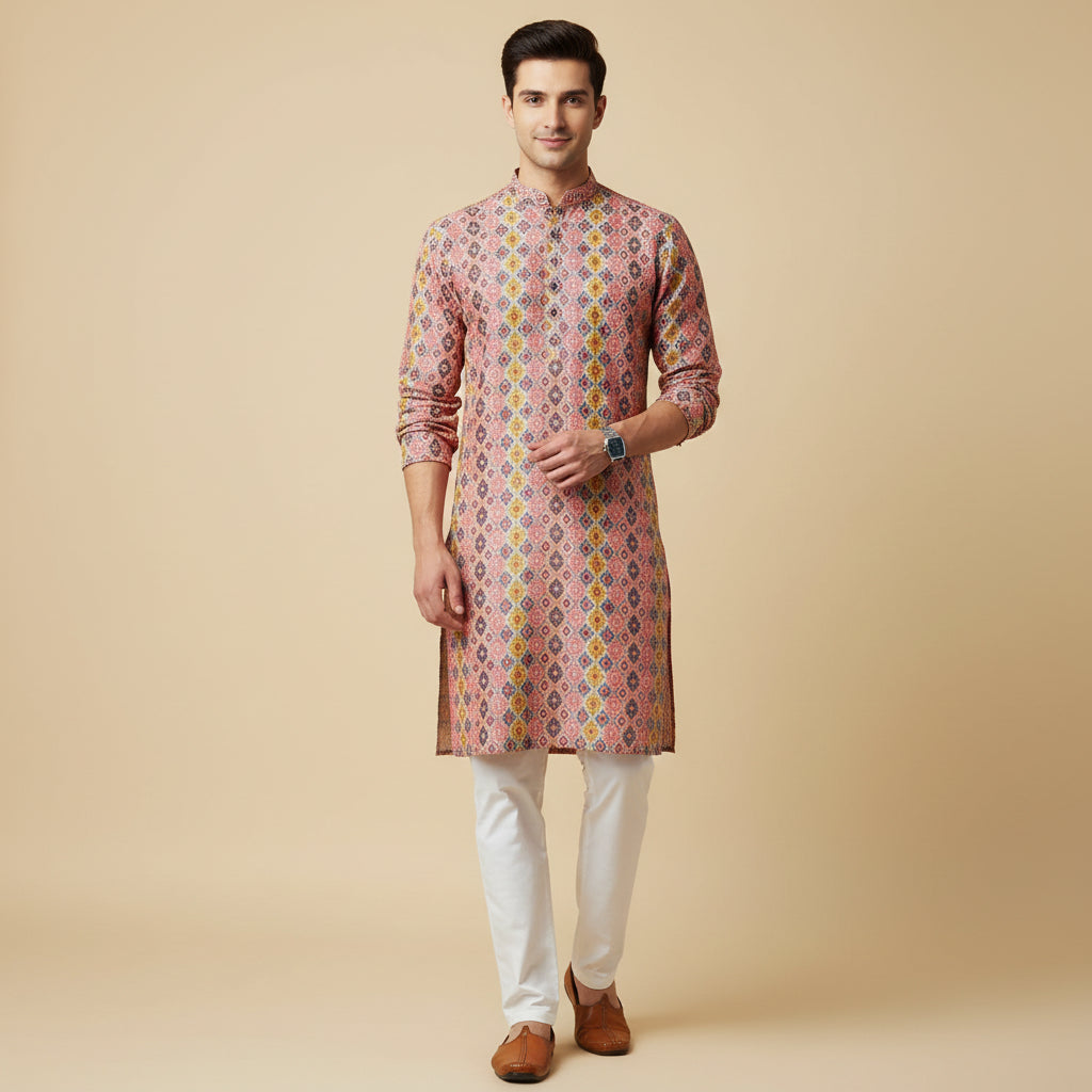 Multicolor Festive Ikat Kurta