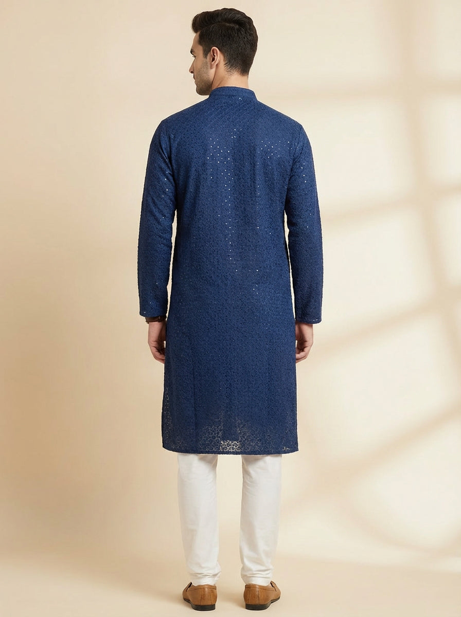 Royal Blue Subtle Sparkle Kurta