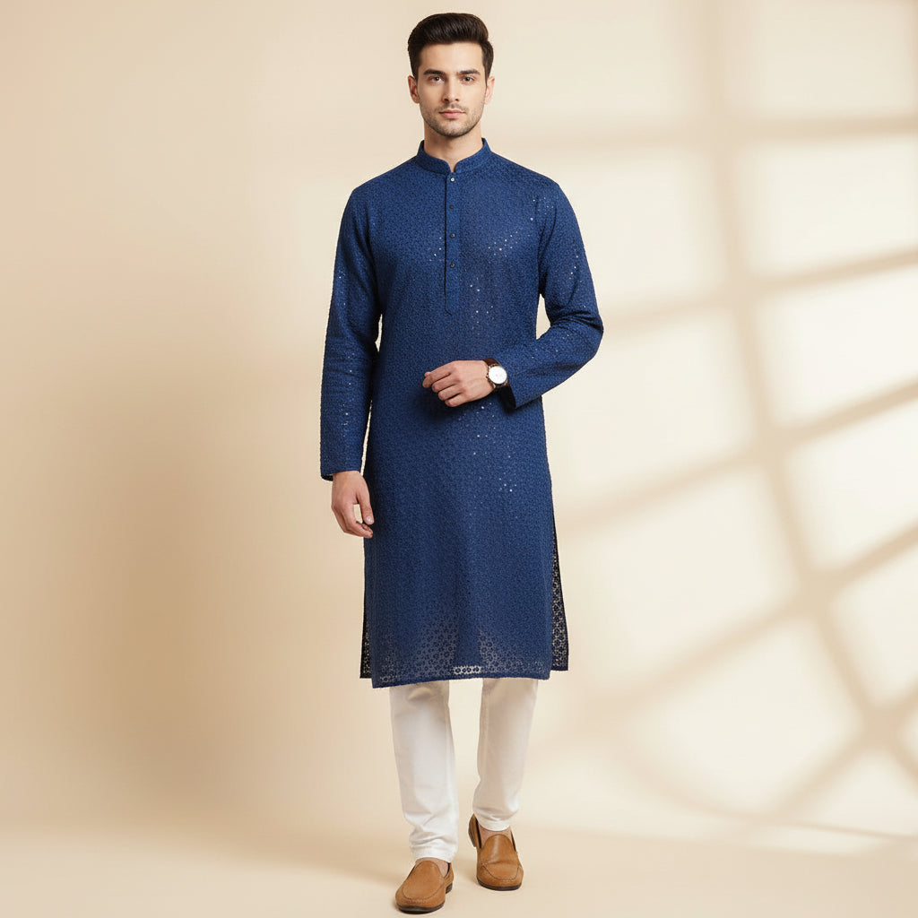 Royal Blue Subtle Sparkle Kurta