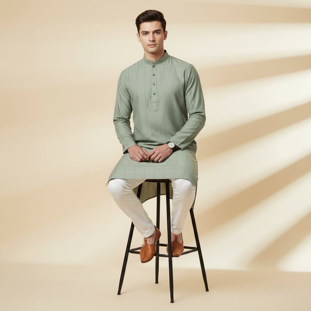 Sage Green Minimal Kurta