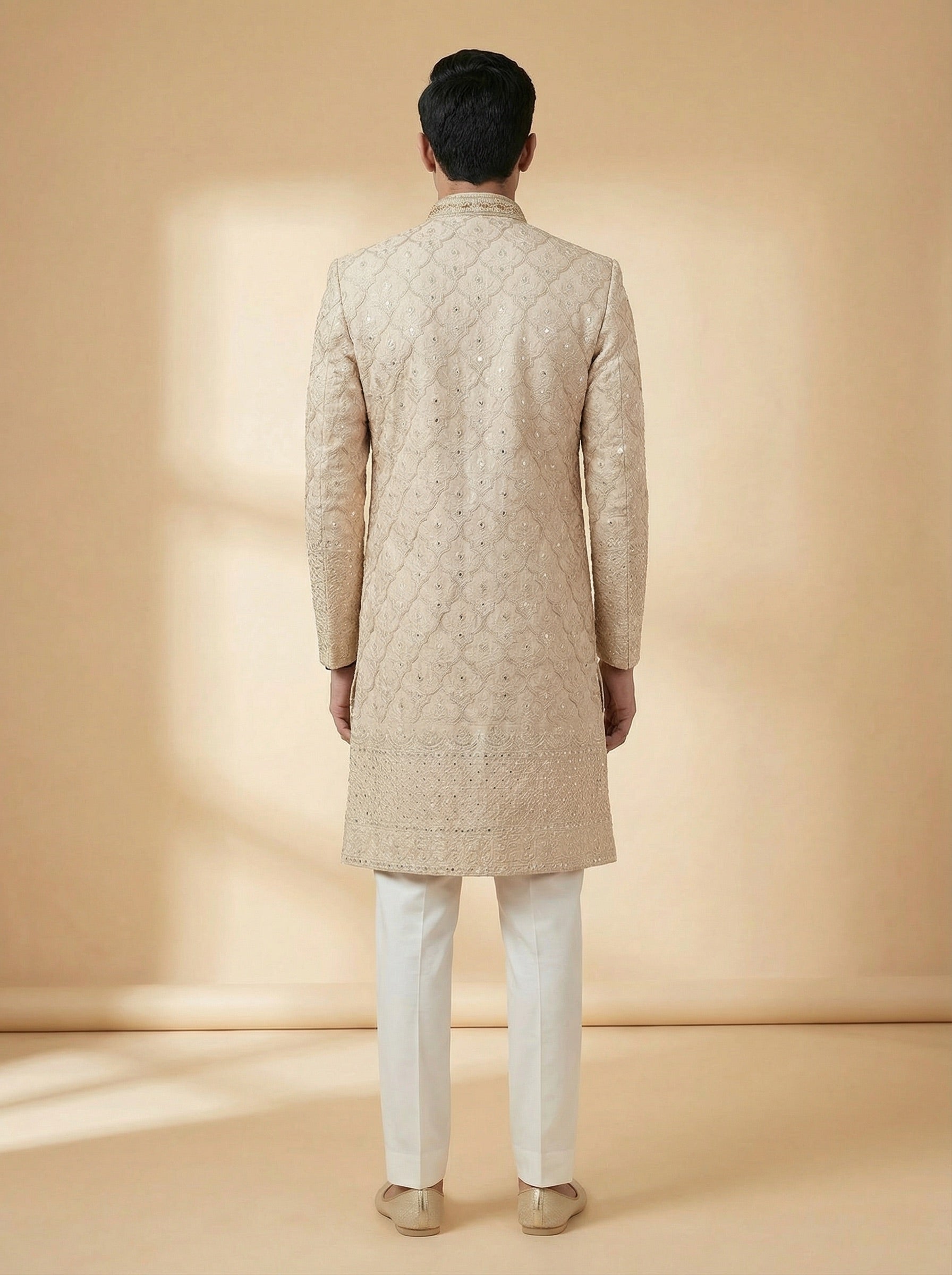 Champagne Gold Luxe Brocade Sherwani