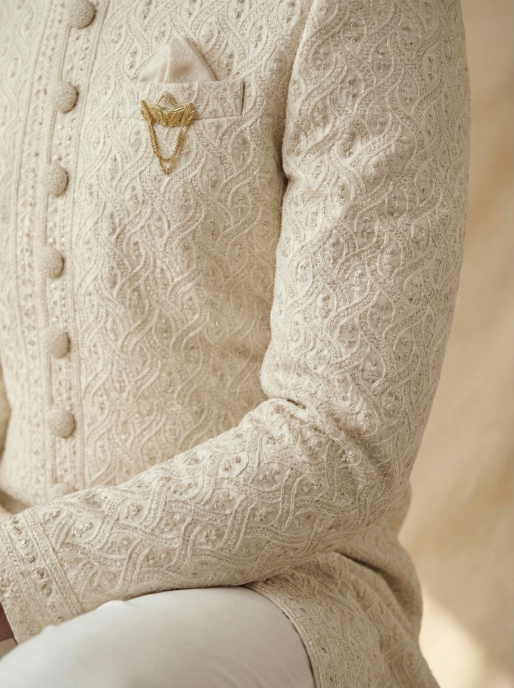 Antique Ivory Palace Dome Sherwani