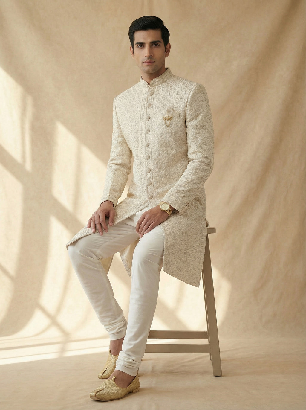 Antique Ivory Palace Dome Sherwani