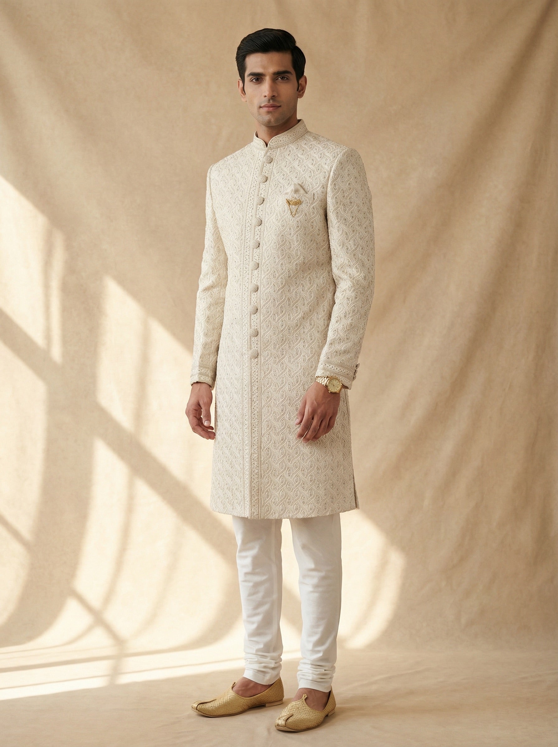 Antique Ivory Palace Dome Sherwani