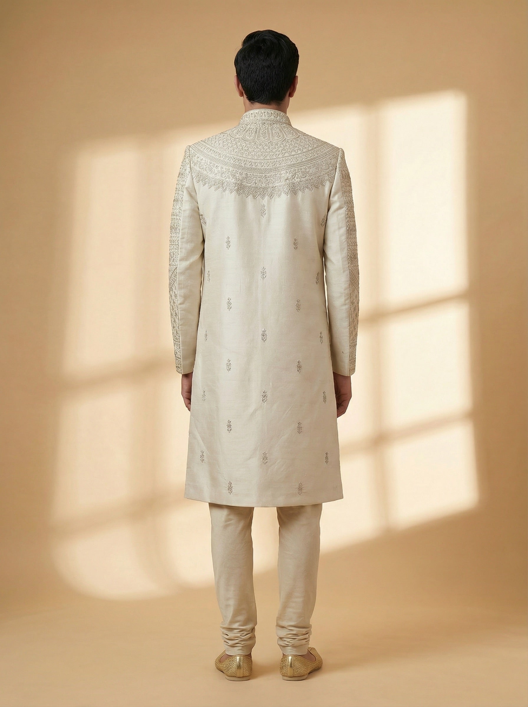 Champagne Gold Textured Sherwani