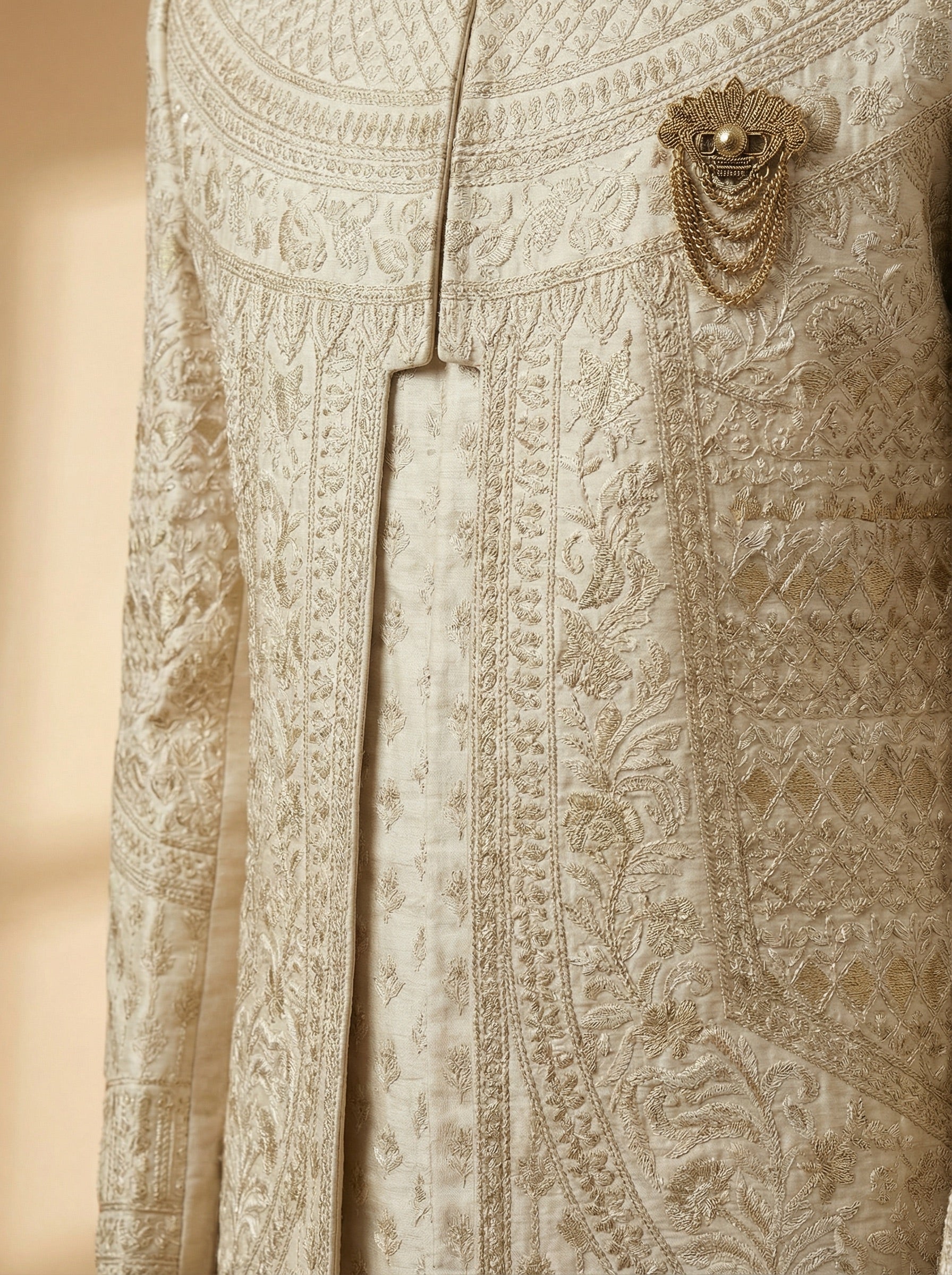 Champagne Gold Textured Sherwani