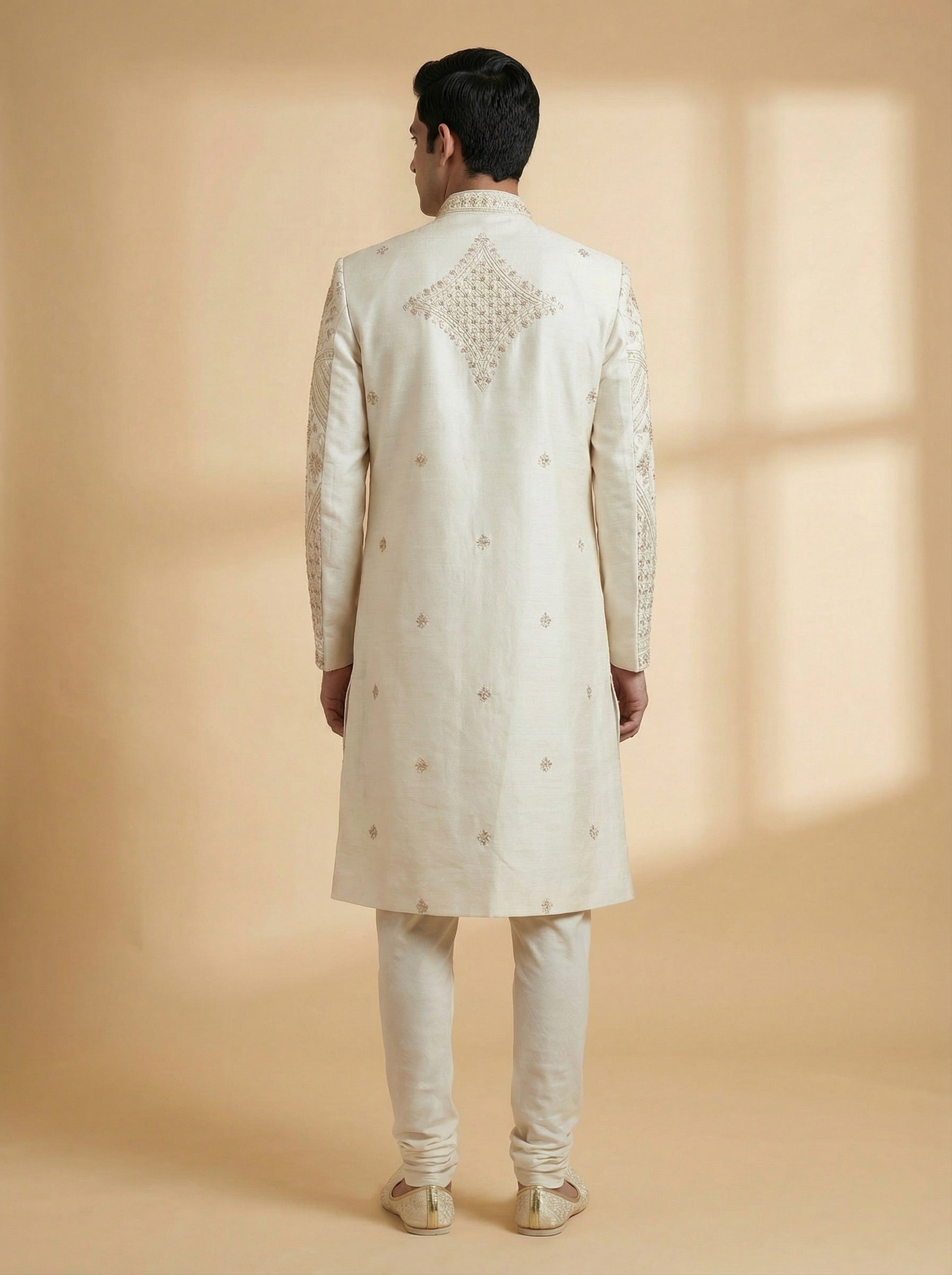 Champagne Gold Royal Texture Sherwani