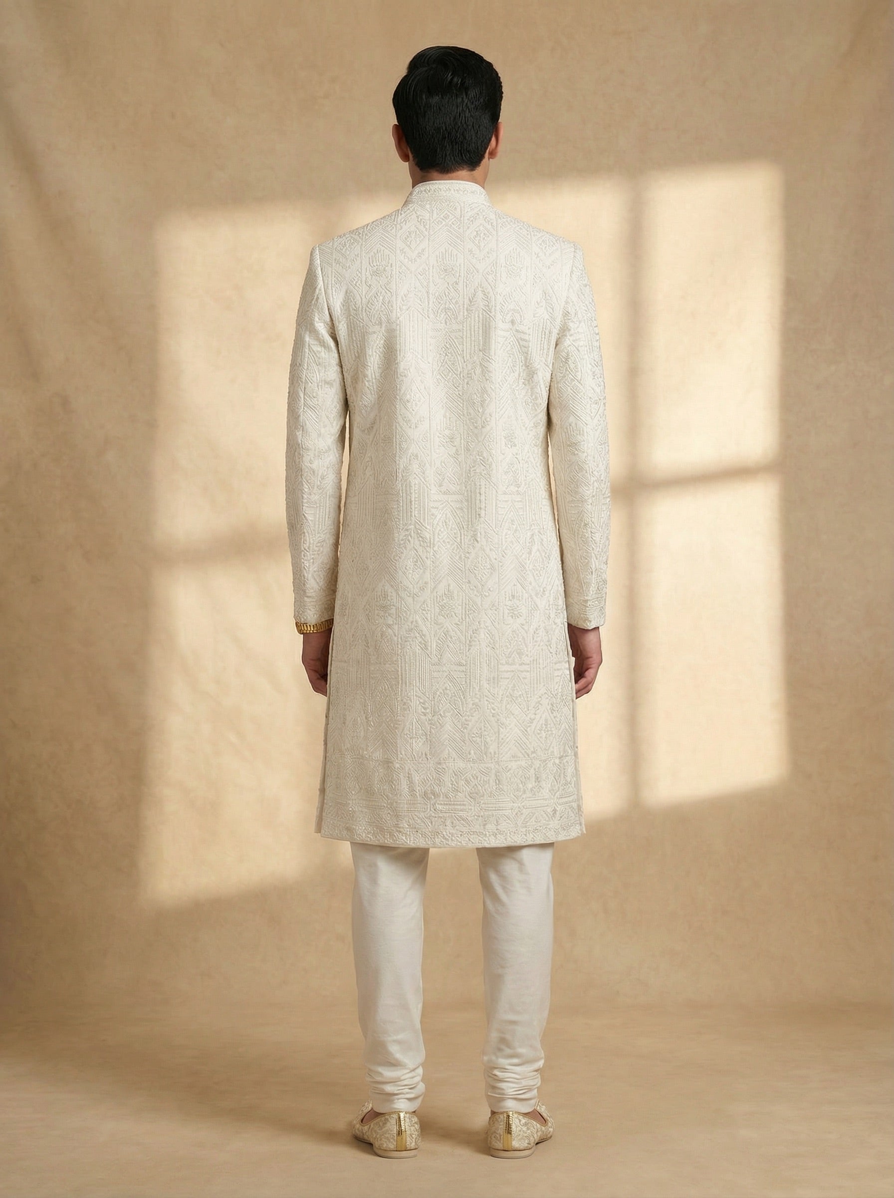 Classic Ivory Brocade Sherwani