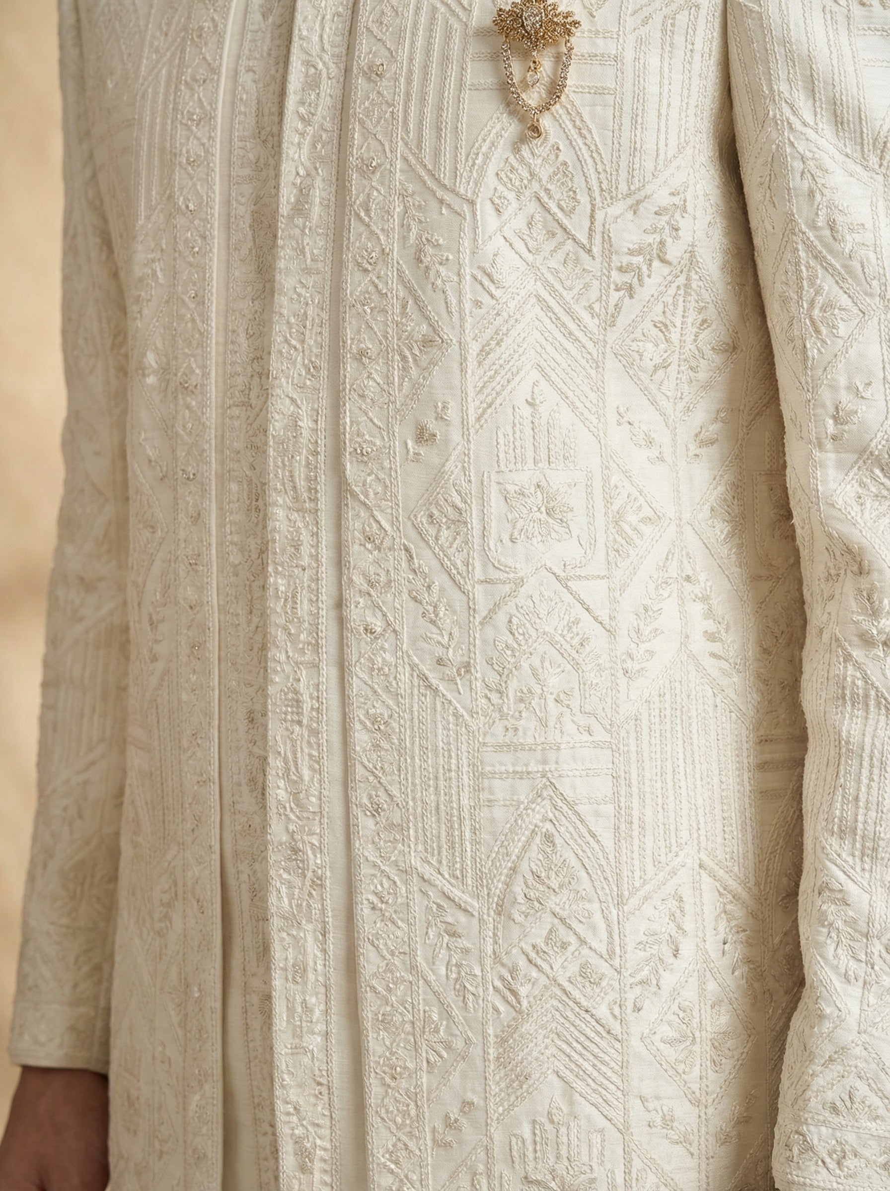 Classic Ivory Brocade Sherwani