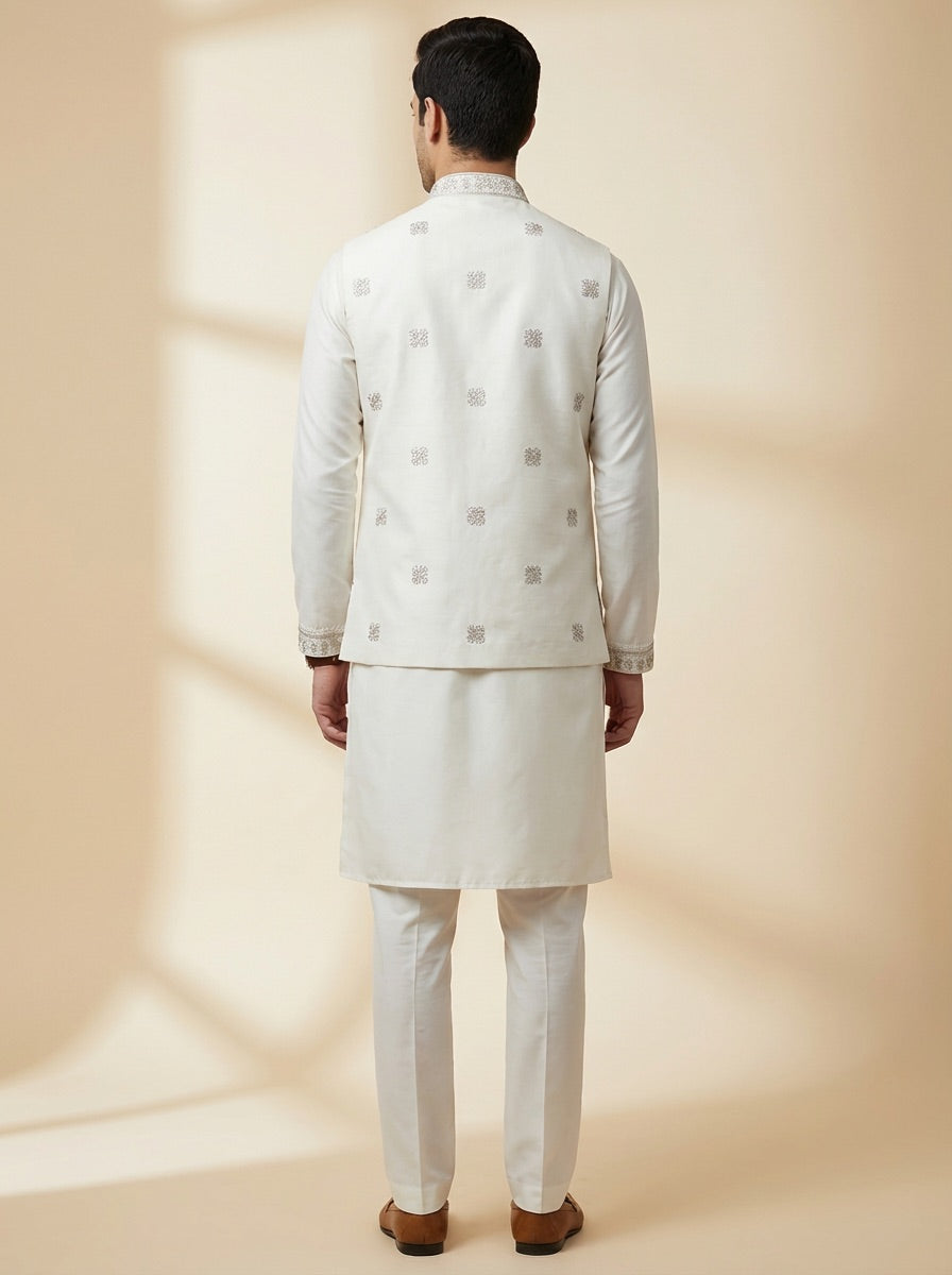 Royal Ivory Kurta Koti Set