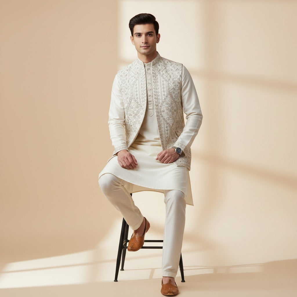 Signature Ivory Kurta Koti Set