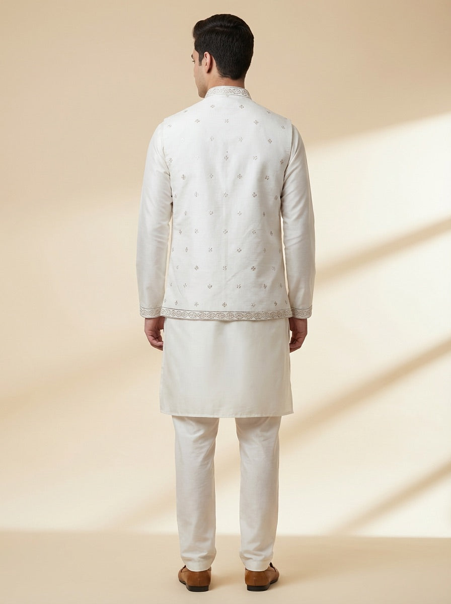 Ivory Gold Kurta Koti Set