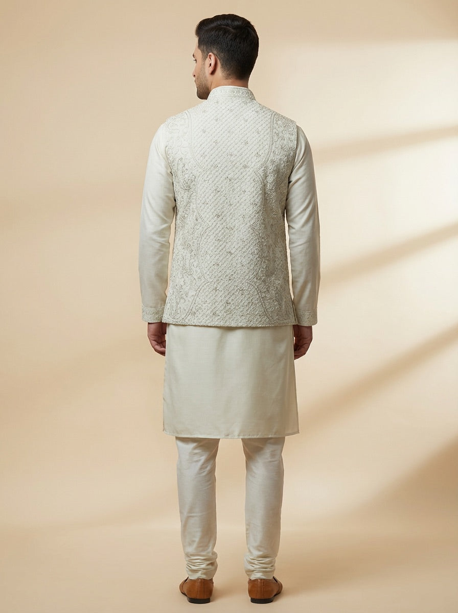 Soft Ivory Kurta Koti Set