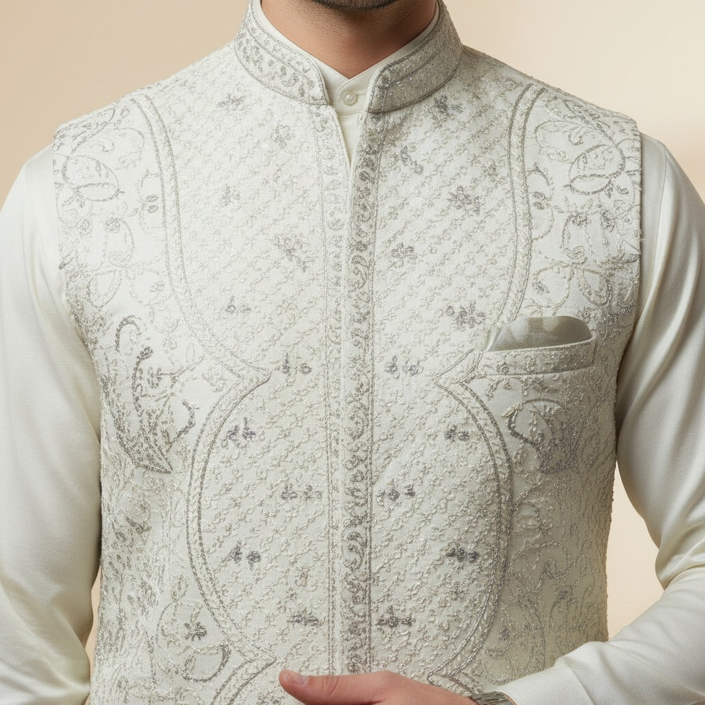 Soft Ivory Kurta Koti Set