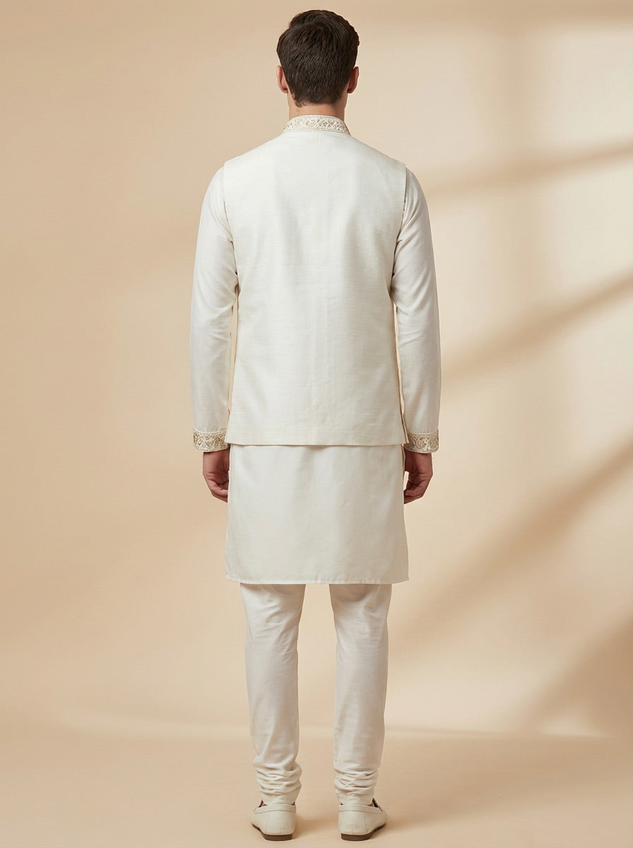 Royal Ivory Bloom Kurta Koti Set