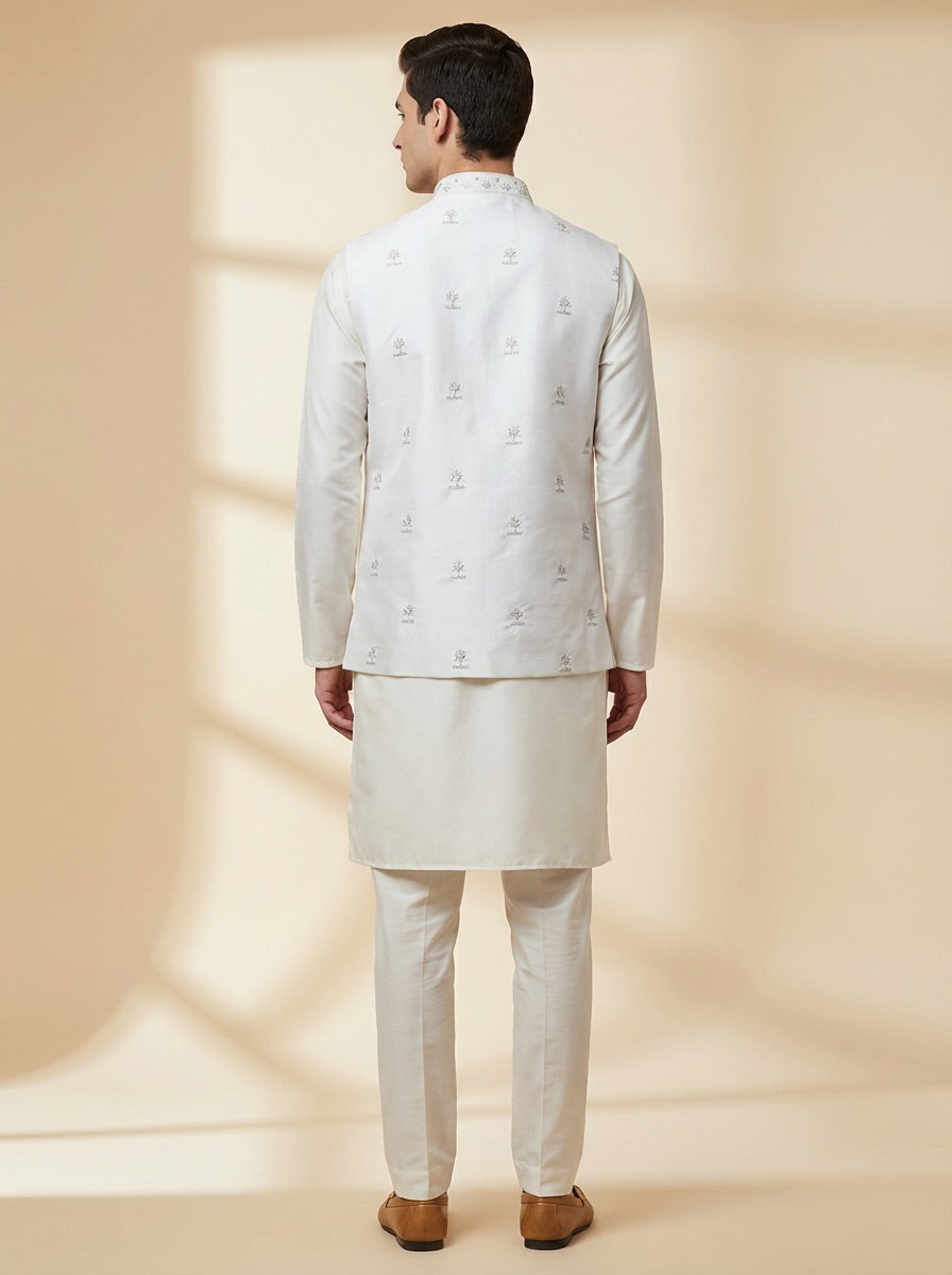 Royal Cream Kurta Koti Set