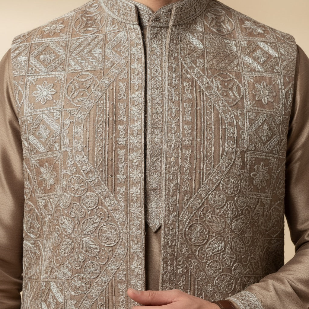 Mocha Brown Kurta Koti Set