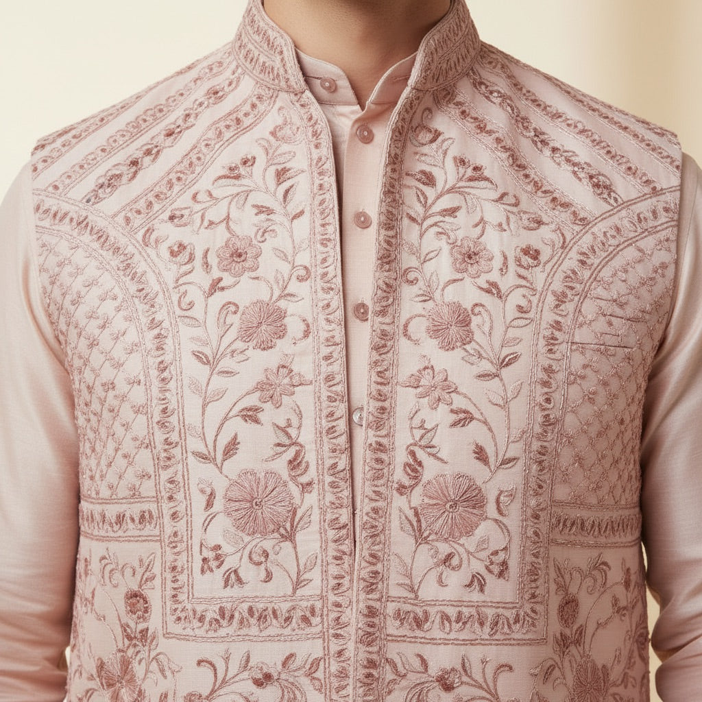 Blush Pink Kurta Koti Set