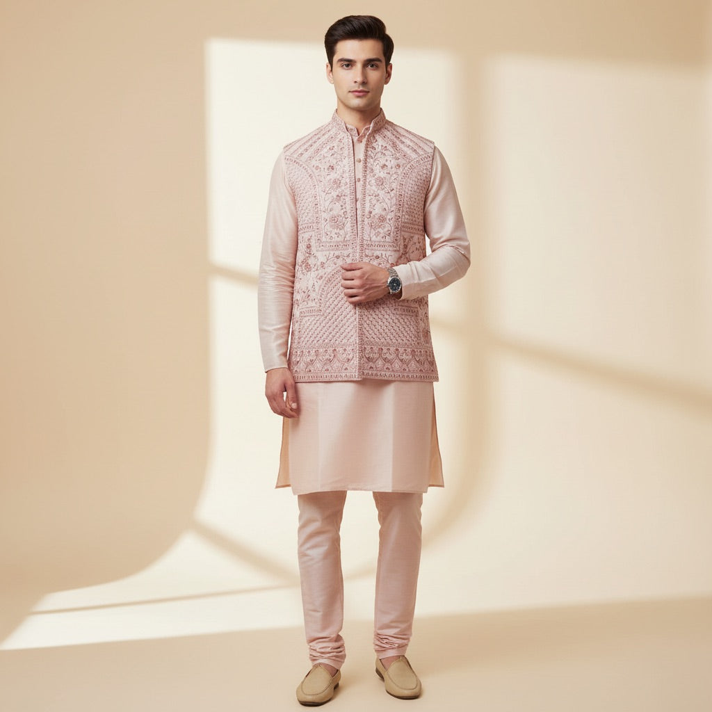 Blush Pink Kurta Koti Set