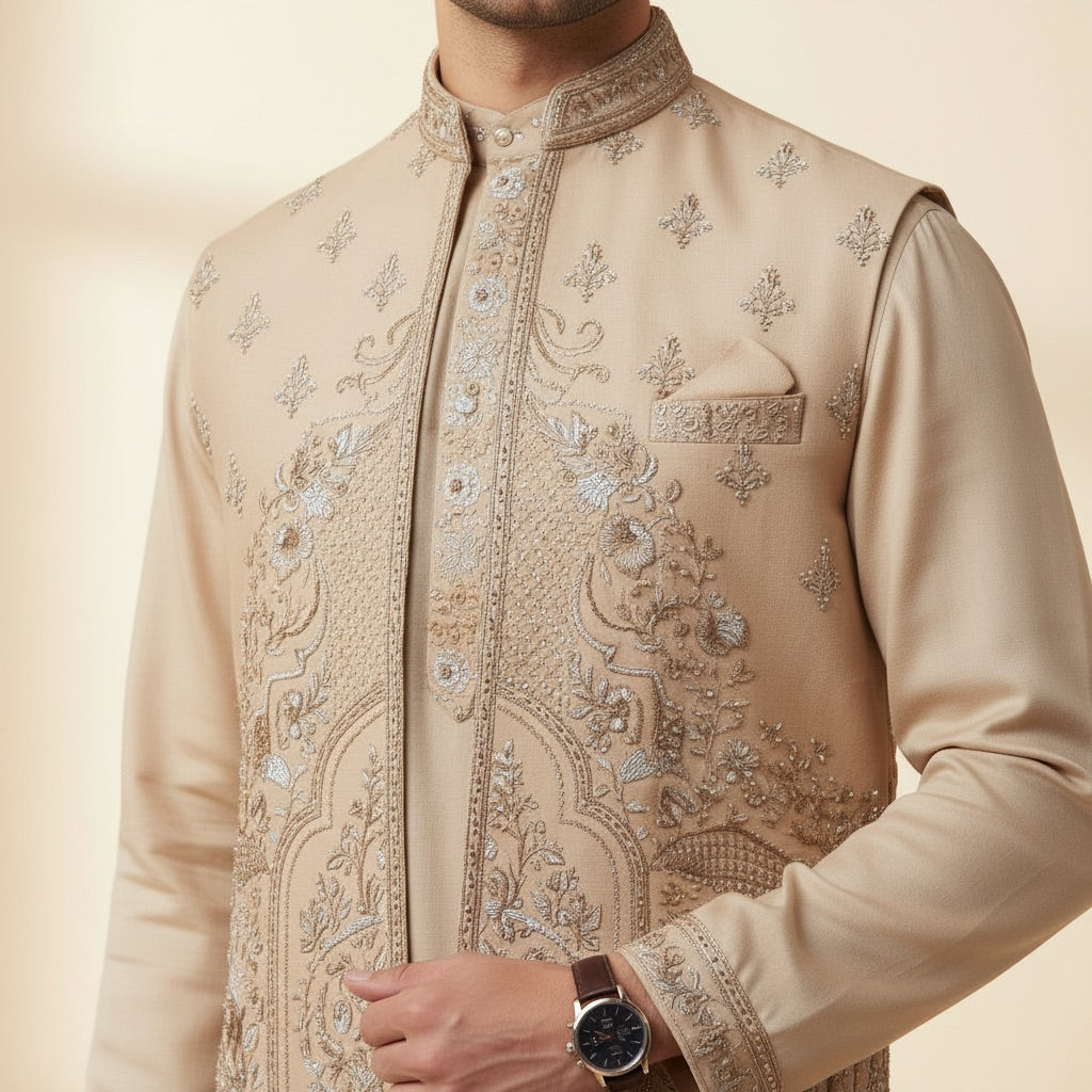 Champagne Gold Kurta Koti Set
