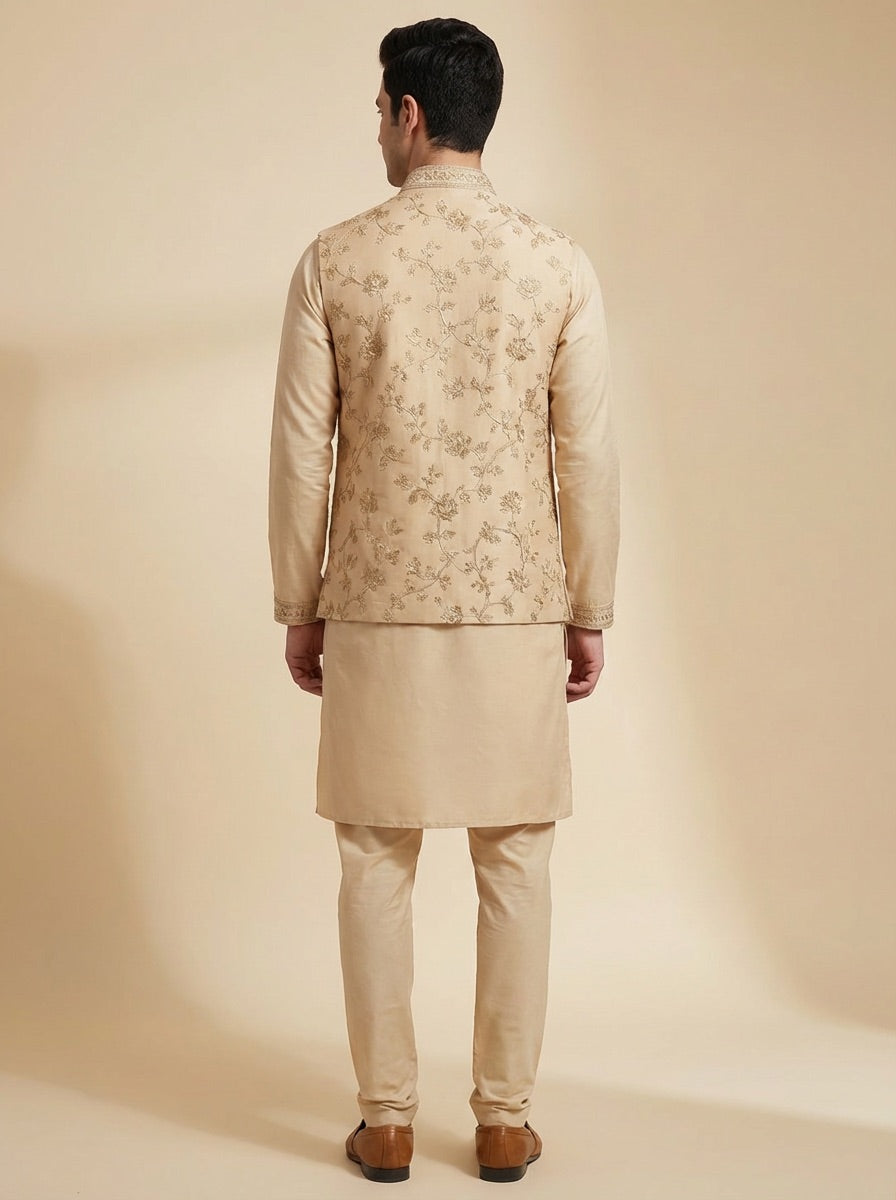 Sand Gold Royal Kurta Koti Set