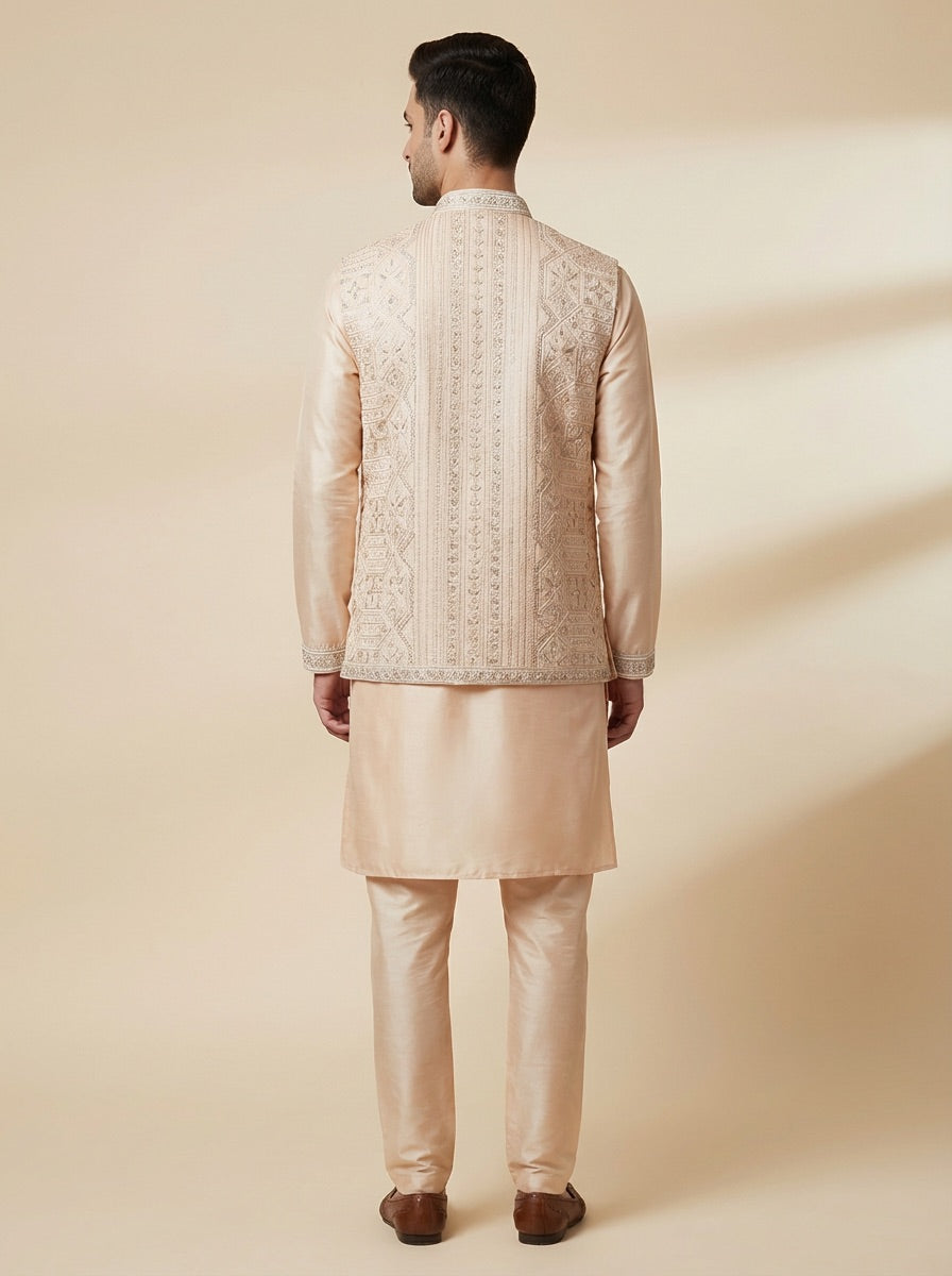 Peach Royale Kurta Koti Set