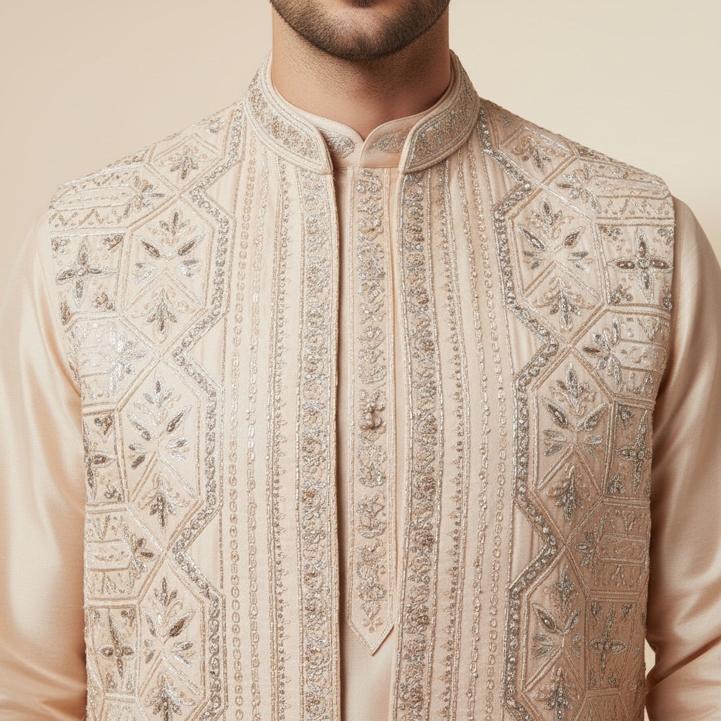 Peach Royale Kurta Koti Set