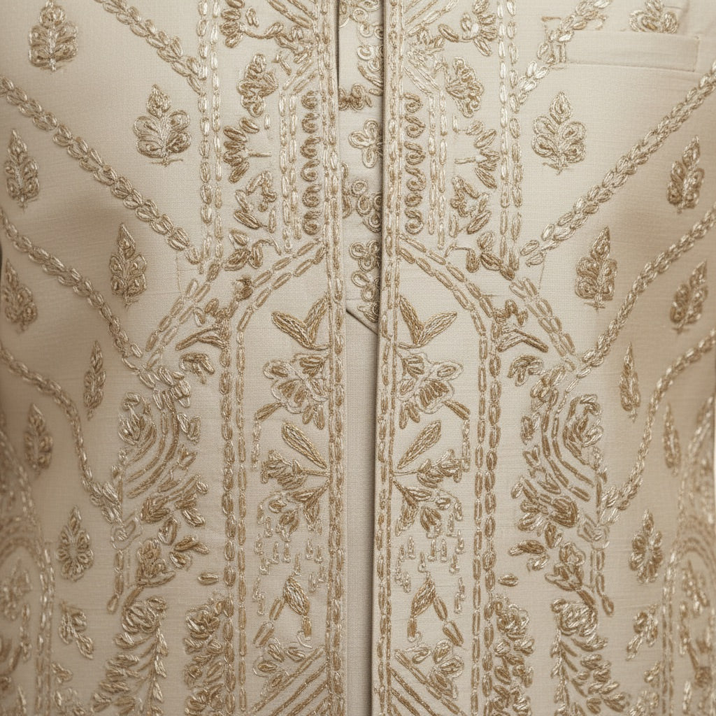 Regal Beige Majesty Kurta Koti Set