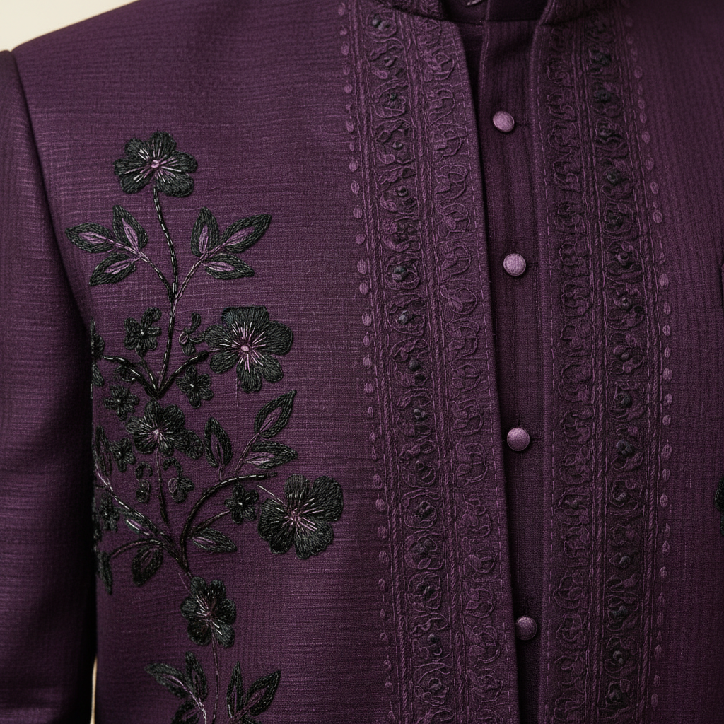 Wine Purple Kurta Koti Set