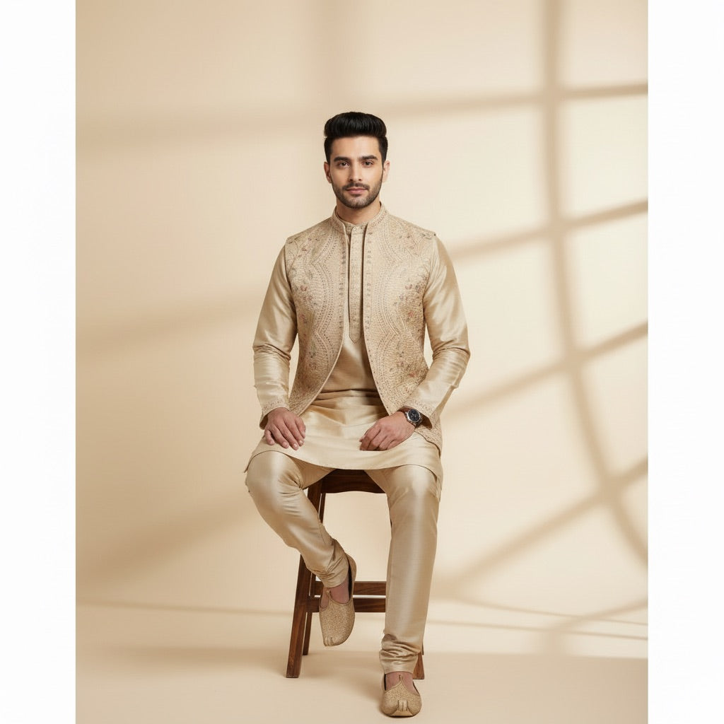 Signature Ivory Royal Kurta Koti Set
