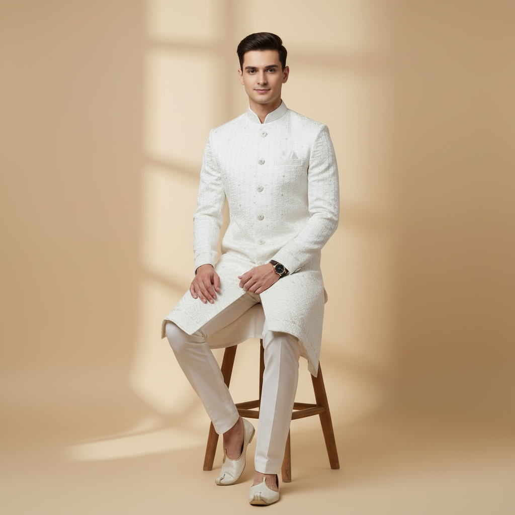 Pearl Ivory Classic Sherwani Set