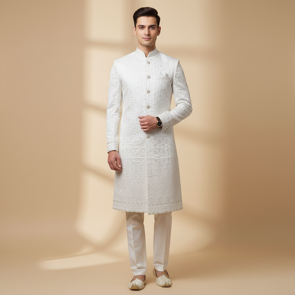 Pearl Ivory Classic Sherwani Set