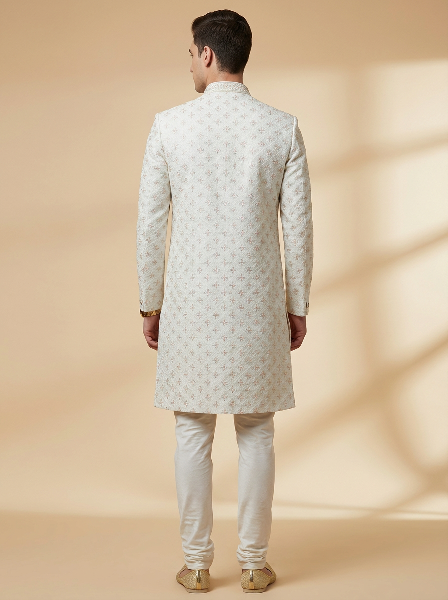 Regal Ivory Buttoned Sherwani Set