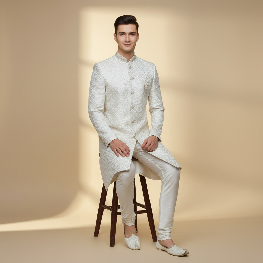Signature White Royal Sherwani Set